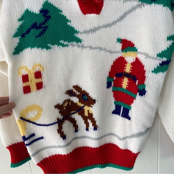 Vintage Leroy Sweater Christmas Reminder Santa Knit Collared Acrylic Size Small - Picture 8 of 9